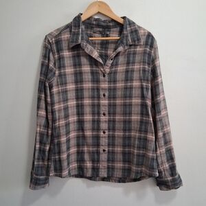 Prana Womens Cotton Flannel Plaid Button Up Shirt Size XL Gorpcore Evermore